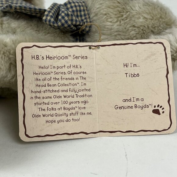 Boyd's Bears The Head Bean Collection "Tibbs" 510308 Jointed Teddy Bear - Picture 8 of 9